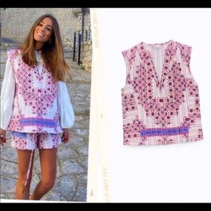 Zara print quilted vest